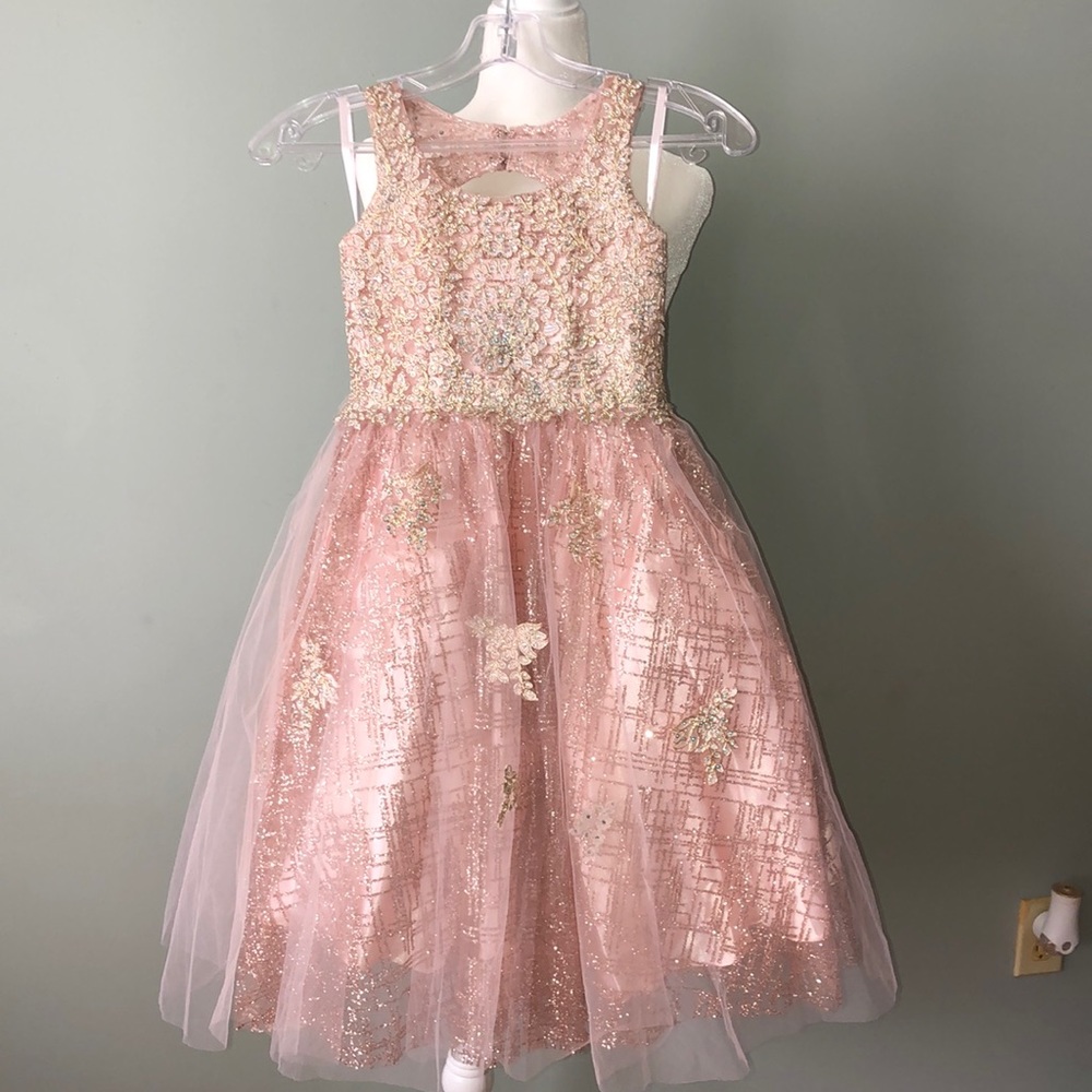 Blush pink ball gown/ mini quince dress